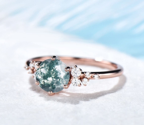 Uitstekend Groen de Clusterhuwelijk Ring Natural Moss Agate van de Halfedelsteensneeuwbank