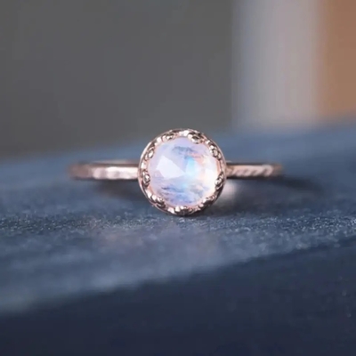 Rose Gold Plated 925 Sterling Silver Rainbow Faceted Moonstone-de Besnoeiingshalo Moonstone van de Juwelenpeer &amp; de Verlovingsring van CZ