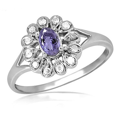 Juweliersclub 1/4 Carat T.G.W. Tanzanite And White Diamond Accent Sterling Silver Ring