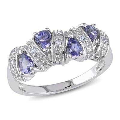 Juweliersclub Tanzanite Ring Birthstone Jewelry met Witte Diamant