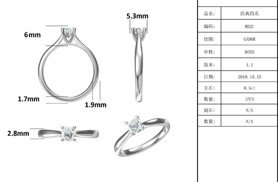 925 Sterling Silver Jewelry Diamond Moissanite-Verlovingsringen beloven Ringen voor Vrouwen