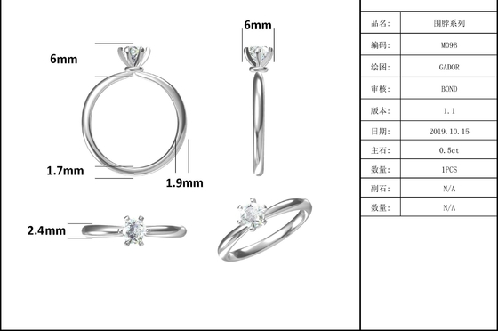 In het groot Moissanite-Juwelen 925 Sterling Silver Wedding Engagement Moissanite Diamond Rings