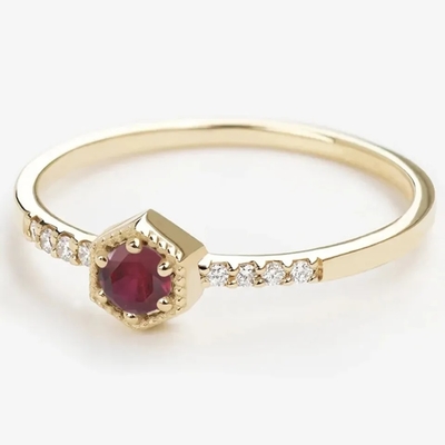 De Minimale Overeenkomst Ring Dainty Unique van giftsterling silver natural ruby hexagon