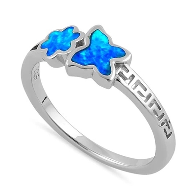 925 met het Witte Laboratorium Opal Engagenent Ring For Girls van Sterling Silver High Quality Blue Opal Greek