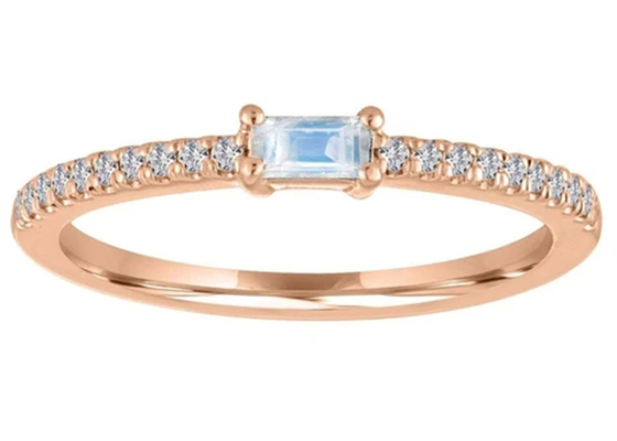 Blauwe Gouden Ring 5×2.5MM van Moonstone 9K 0.20ct-Gewicht voor Overeenkomst