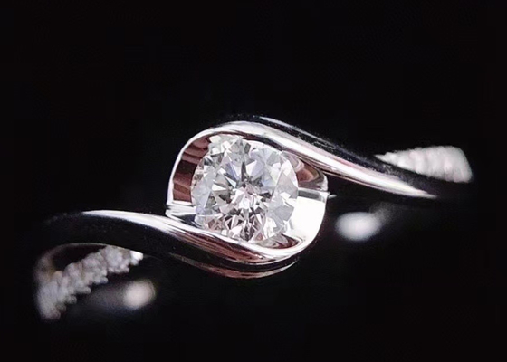 Ronde Materiële ODM van het Besnoeiings0.46ct Echte Diamond Jewellery Ring 14K Witgoud
