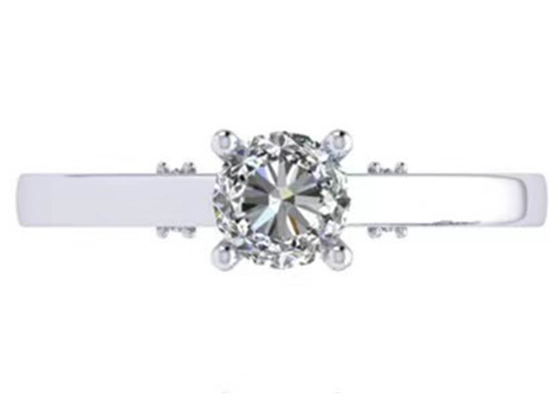 Klauw die 18k-Witgoudtrouwring, GIA 5.35mm Ronde Briljante Besnoeiing Diamond Ring plaatsen