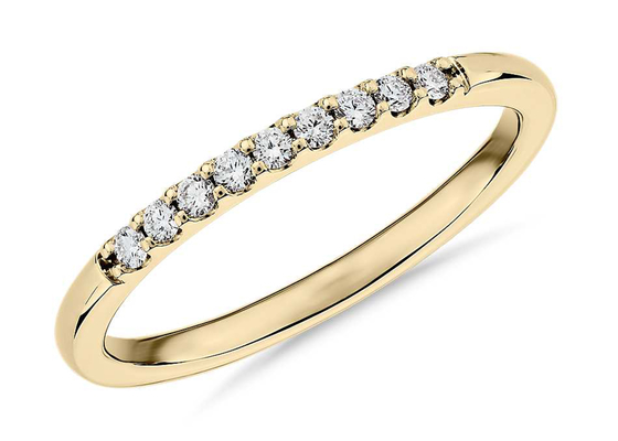 0.44ct stapelbaar Diamond Rings Yellow Gold 1.8mm Fishtail Plaatsend Type