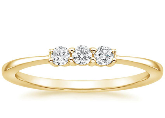 Steengrootte 3mm de Gele Gouden Juwelen van 14K, 3 Steenovereenkomst Ring Claw Setting Type