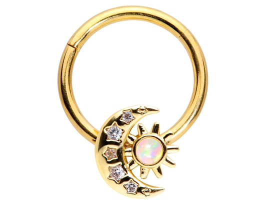 De stevige de Neus van 18K Gouden het Doordringen Vorm van de Maanzon met Natuurlijke de Diamantenodm van 0.06ct SI2