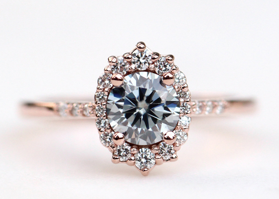 de Verlovingsringen van 1.2ct 1pcs Moissanite voor Vrouwen 14K Rose Gold Material