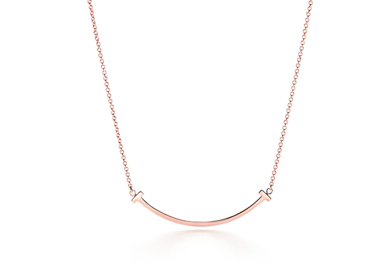 18K Rose Gold Neklace, de Halsband16-18inch Regelbare lengte van de Glimlachtegenhanger