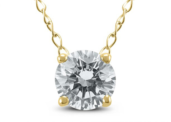 4mm 0.23ct Diamond Solitaire Necklace, 4 Rieken14k Gele Gouden Halsband