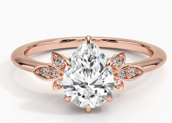 de Juwelen Gouden Ring van 14K 0.77ct Rose Gold Pear Cut Wedding Moissanite
