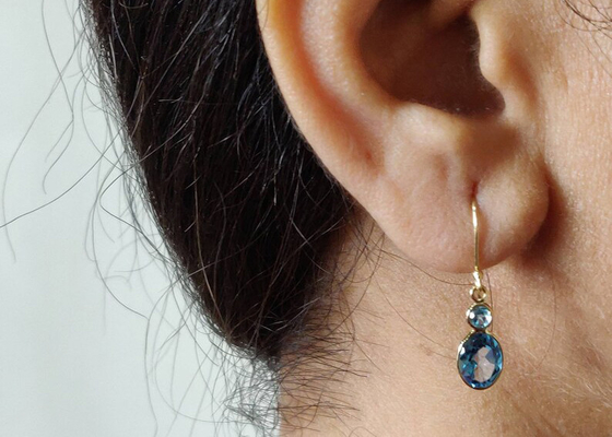 De met de hand gemaakte Gele Gouden Juwelen van 14k, de Natuurlijke Gele Gouden Oorringen Topaz Gemstone van 14k