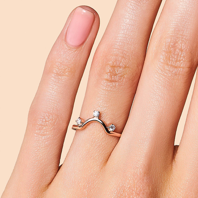 14K Rose Gold Real Diamond Jewellery, Rond Echt Buitensporig Diamond Anniversary Rings