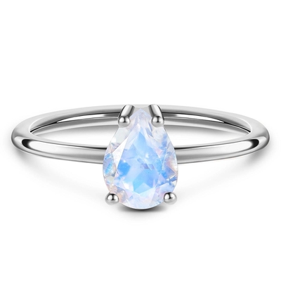 De peer sneed Sierlijke Moonstone-Ring, 14K Rose Gold Simple Moonstone Ring