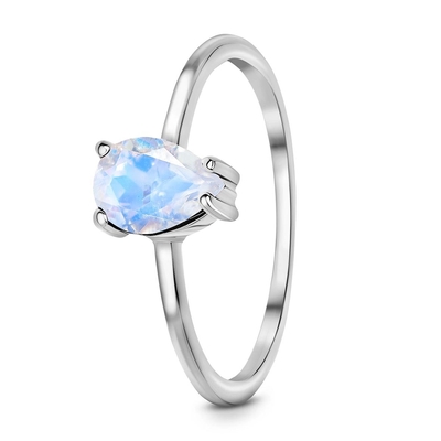 De peer sneed Sierlijke Moonstone-Ring, 14K Rose Gold Simple Moonstone Ring