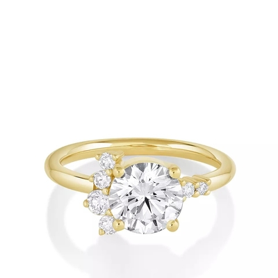 ronde diamant plaatsende verlovingsring 14K Stevige Gouden echte diamantringen voor overeenkomstenvrouwen