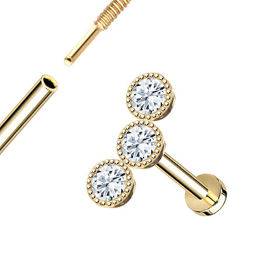 Paste de Milgrain Drievoudige Vatting het Vlakke Achtergoud van Nagel Natuurlijke Diamond Piercing Jewelry 14K in