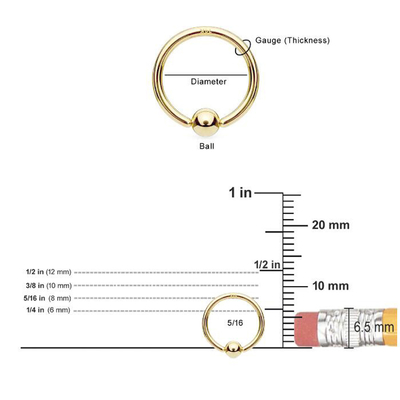 De doordringende Lippen van Ring Hoop Cartilage Nose Eyebrow van het Juwelen14k Gouden Uitsteeksel