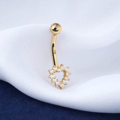 Holle de Navelring van Hartcz, van het Lichaamsjuwelen 14G van 14K Gouden de Navelring