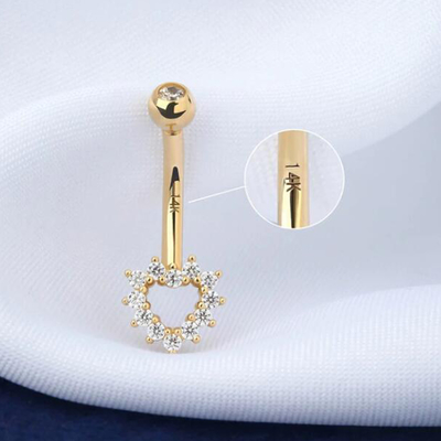 Holle de Navelring van Hartcz, van het Lichaamsjuwelen 14G van 14K Gouden de Navelring