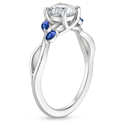 Marquise Cut Blue Moissanite Wedding-Rings18k Witgoud met Laboratorium Gekweekte Diamant