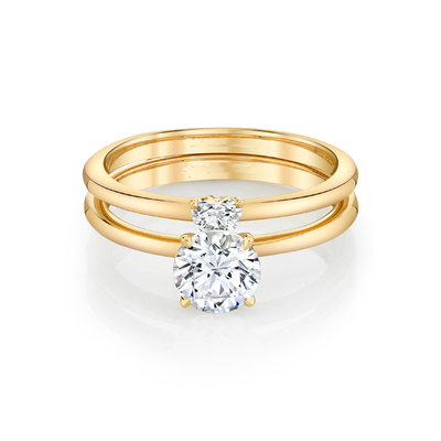Overeenkomst Ring Set Heart Cut van in Juwelen de Gele Stevige Gouden Moissanite
