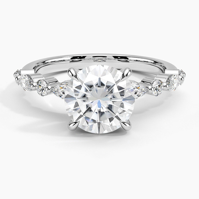 14K / 18K de witte Stevige Gouden Echte Besnoeiing van VVS Diamond Moissanite Ring Round Brilliant