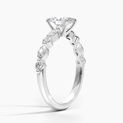 14K / 18K de witte Stevige Gouden Echte Besnoeiing van VVS Diamond Moissanite Ring Round Brilliant