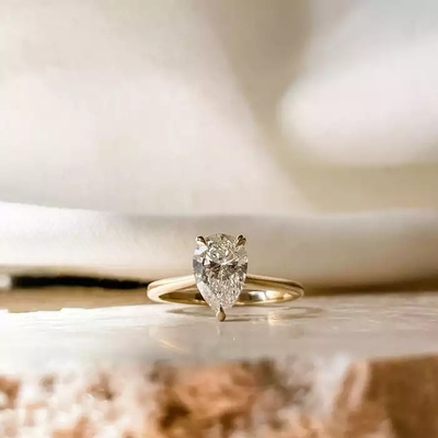 18k gouden Echt Diamond Engagement Ring, Peer Natuurlijk Diamond Wedding Ring