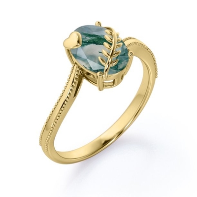Natuurlijk Moss Agate Gemstone Genuine 925 Sterling Silver Ring voor de Ring van de Besnoeiingsvrouwen van de Vrouwenvlieger