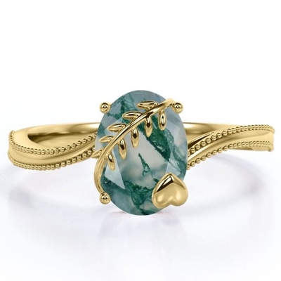 Natuurlijk Moss Agate Gemstone Genuine 925 Sterling Silver Ring voor de Ring van de Besnoeiingsvrouwen van de Vrouwenvlieger
