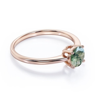 Hexagon Moss Agate Ring met Diamanten als de Vrouwenring van de Giftovereenkomst