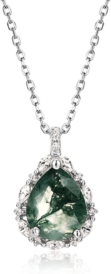 Natuurlijk Moss Agate 925 Sterling Silver Pendant Necklace For-van het de Overeenkomstenhuwelijk van Verjaardags Groene Gemmen de Juwelengift