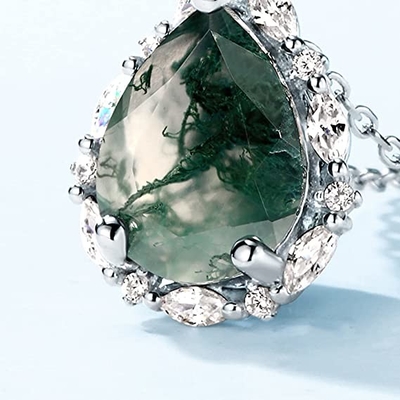 Moss Agate Emerald Ring Set, de Trouwring van de de Giftbelofte van Verjaardagsjuwelen