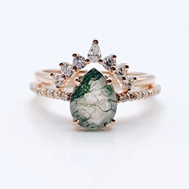 Het stevige Natuurlijke Geïnspireerde Blad Aquatisch Moss Agate Jewelry Cluster Emerald van Rose Gold 1.25ct