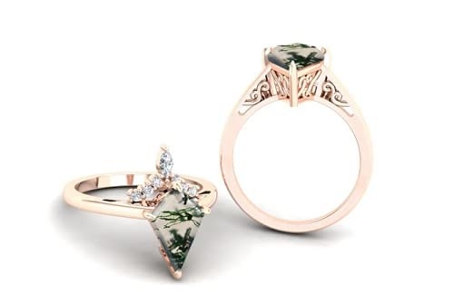 Groen Echt Moss Agate Ring, Ring van Halfedelsteen de Mooie Vrouwen