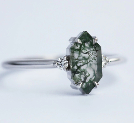 Groen Echt Moss Agate Ring, Ring van Halfedelsteen de Mooie Vrouwen