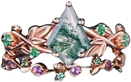 Het stevige Natuurlijke Geïnspireerde Blad Aquatisch Moss Agate Jewelry Cluster Emerald van Rose Gold 1.25ct