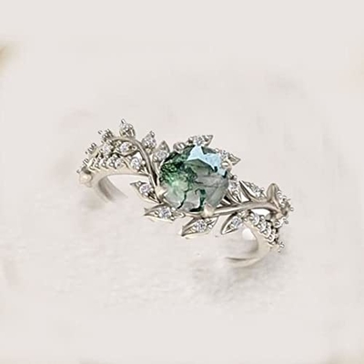 LUO S925 Sterling Silver Sun And Moon Ring Round Shaped 7MM voor Vrouwen