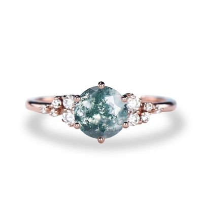Uitstekend Groen de Clusterhuwelijk Ring Natural Moss Agate van de Halfedelsteensneeuwbank