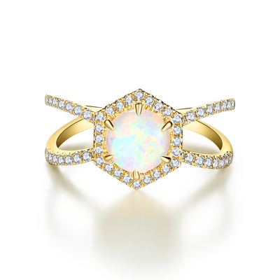 Rose Gold Plated 925 Sterling Silver Rainbow Faceted Moonstone-de Besnoeiingshalo Moonstone van de Juwelenpeer &amp; de Verlovingsring van CZ