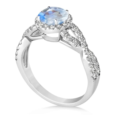 Sterling Silver Round Cut Moonstone-Juwelencz Verdraaide Overeenkomst Ring Birthday Moonstone Gemstone Jewelry