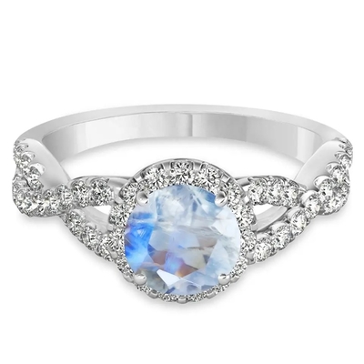 Sterling Silver Round Cut Moonstone-Juwelencz Verdraaide Overeenkomst Ring Birthday Moonstone Gemstone Jewelry