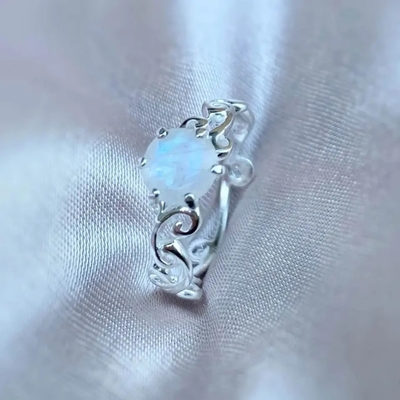 925 Sterling Silver Vine Manufacturer Round snijden de Overeenkomst Ring Wholesale Women Jewelry Rings van Regenboogmoonstone