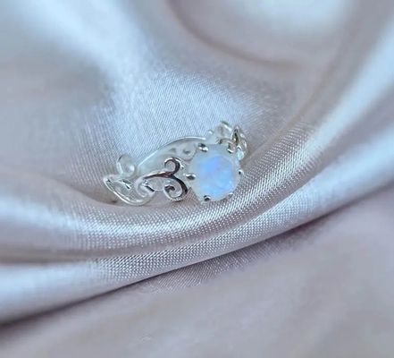 Nieuwe Stijl 925 Sterling Silver Blue Moonstone Engagement-Ringen om Moonstone-Huwelijk Ring Set