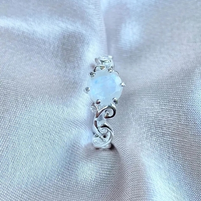 925 Sterling Silver Vine Manufacturer Round snijden de Overeenkomst Ring Wholesale Women Jewelry Rings van Regenboogmoonstone