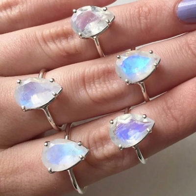 925 sterling zilver natuurlijke blauwe maansteen ring maansteen sieraden ontwerp